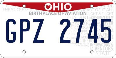 OH license plate GPZ2745