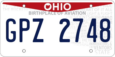 OH license plate GPZ2748
