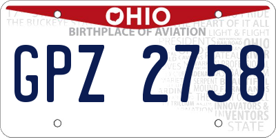 OH license plate GPZ2758