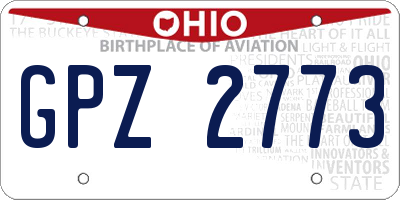 OH license plate GPZ2773