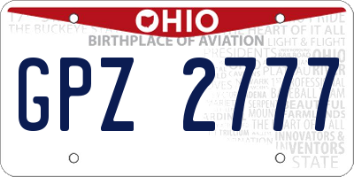 OH license plate GPZ2777