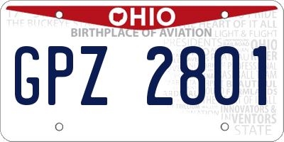 OH license plate GPZ2801