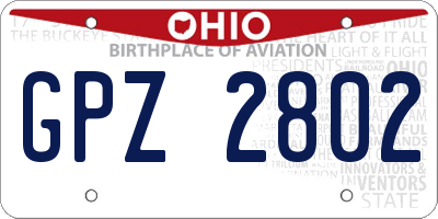 OH license plate GPZ2802