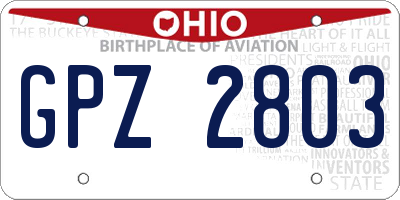OH license plate GPZ2803