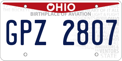OH license plate GPZ2807