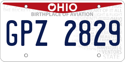 OH license plate GPZ2829