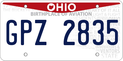 OH license plate GPZ2835
