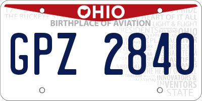 OH license plate GPZ2840
