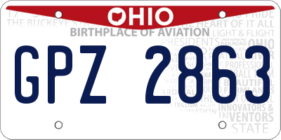 OH license plate GPZ2863