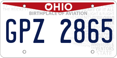 OH license plate GPZ2865