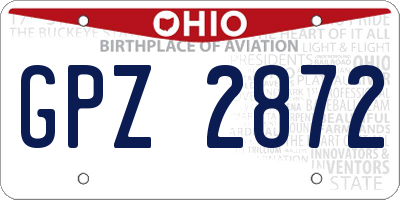 OH license plate GPZ2872