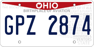 OH license plate GPZ2874