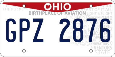 OH license plate GPZ2876