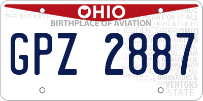 OH license plate GPZ2887