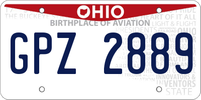 OH license plate GPZ2889