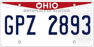 OH license plate GPZ2893