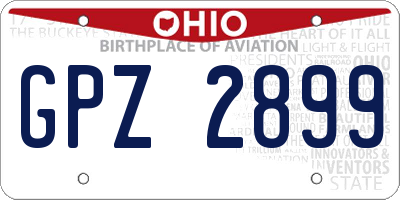 OH license plate GPZ2899