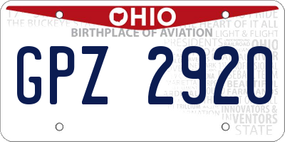 OH license plate GPZ2920