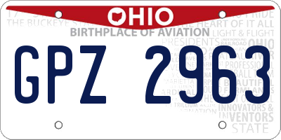 OH license plate GPZ2963