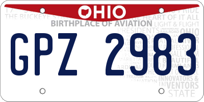 OH license plate GPZ2983