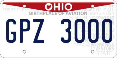 OH license plate GPZ3000