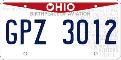 OH license plate GPZ3012