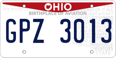 OH license plate GPZ3013