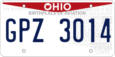 OH license plate GPZ3014