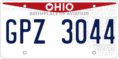 OH license plate GPZ3044