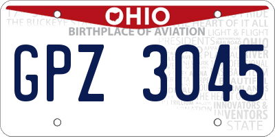 OH license plate GPZ3045