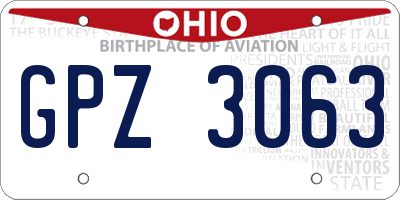 OH license plate GPZ3063