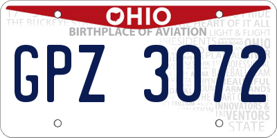 OH license plate GPZ3072