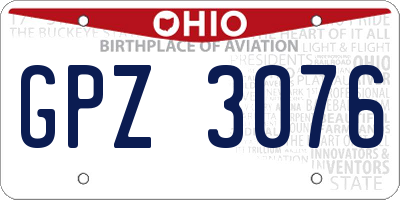 OH license plate GPZ3076