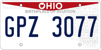 OH license plate GPZ3077