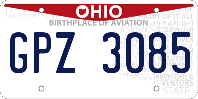 OH license plate GPZ3085