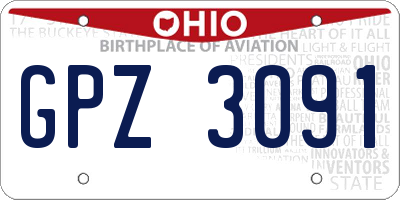 OH license plate GPZ3091