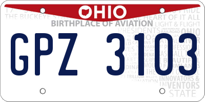 OH license plate GPZ3103