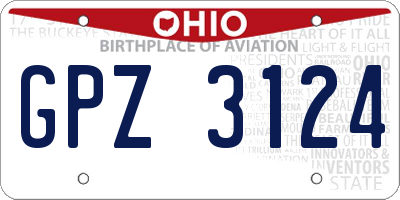 OH license plate GPZ3124