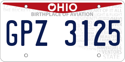 OH license plate GPZ3125