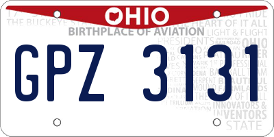 OH license plate GPZ3131
