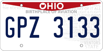 OH license plate GPZ3133