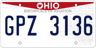 OH license plate GPZ3136