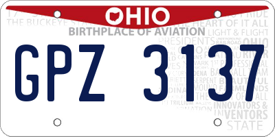 OH license plate GPZ3137