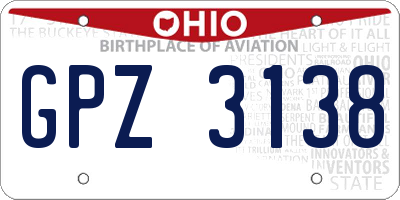 OH license plate GPZ3138