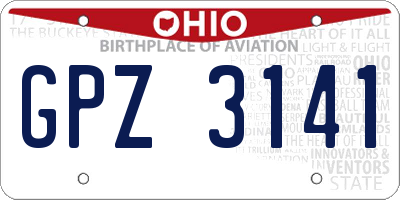 OH license plate GPZ3141