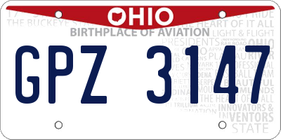 OH license plate GPZ3147