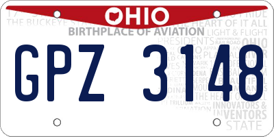 OH license plate GPZ3148