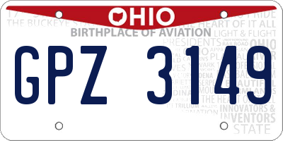 OH license plate GPZ3149