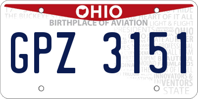 OH license plate GPZ3151