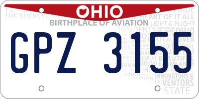 OH license plate GPZ3155